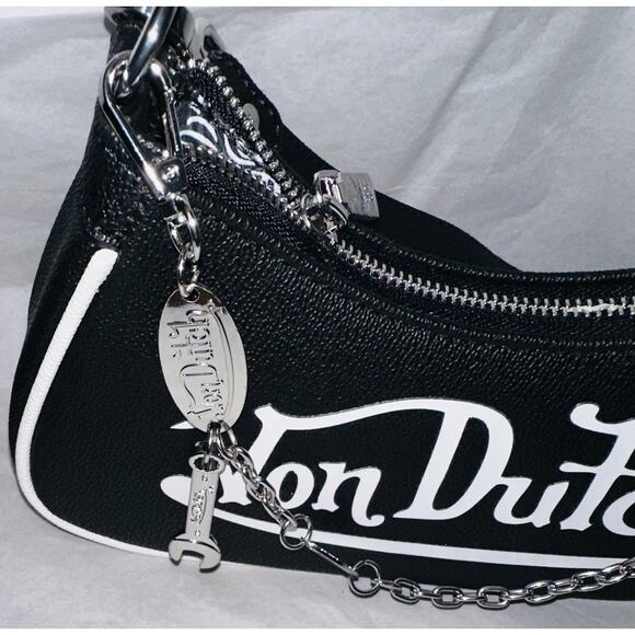 Von Dutch Classic Black and White Shoulder Bag - Picture 4 of 5